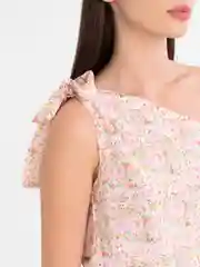 Розовый платье женское летнее, платье шифоновое на одно плечо