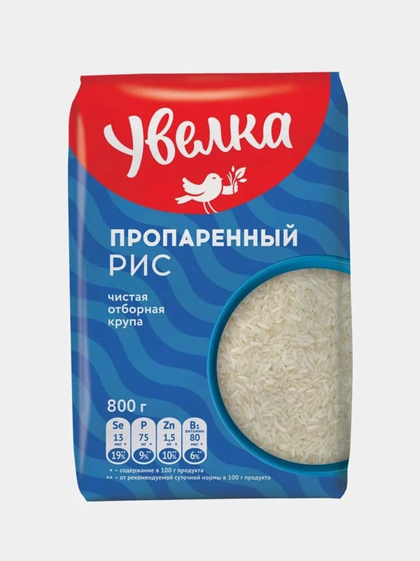 Рис длиннозерный Увелка, пропаренный, 800 г