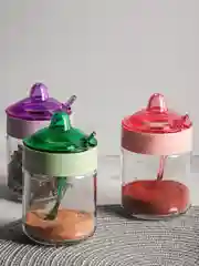 Банка для специй с ложкой, стекло, 200 мл, 3 цвета