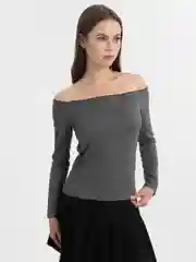Серый топ с открытыми плечами
