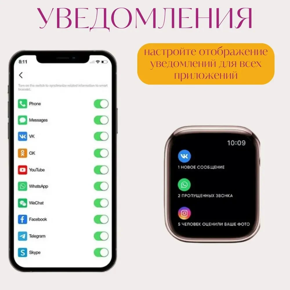 Смарт часы женские, умные часы для смартфона, фитнес браслет, часы с уведомлениями