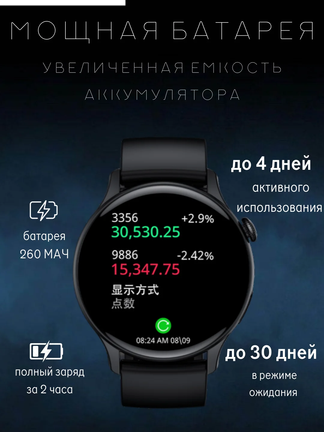 Смарт часы круглые наручные мужские, электронные умные часы спортивные, фитнес браслет