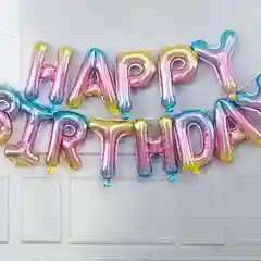 Разноцветный гирлянда растяжка из воздушных фольгированных шаров "Happy Birthday", С днем рождения, 40 см