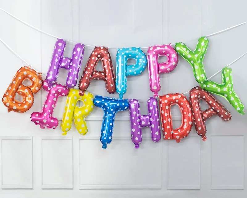 Зеленый гирлянда растяжка из воздушных фольгированных шаров "Happy Birthday", С днем рождения, 40 см