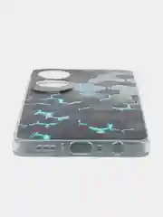 Бирюзовый силиконовый чехол на Oppo A60 / Оппо А60 прозрачный, с рисунком, защита камеры