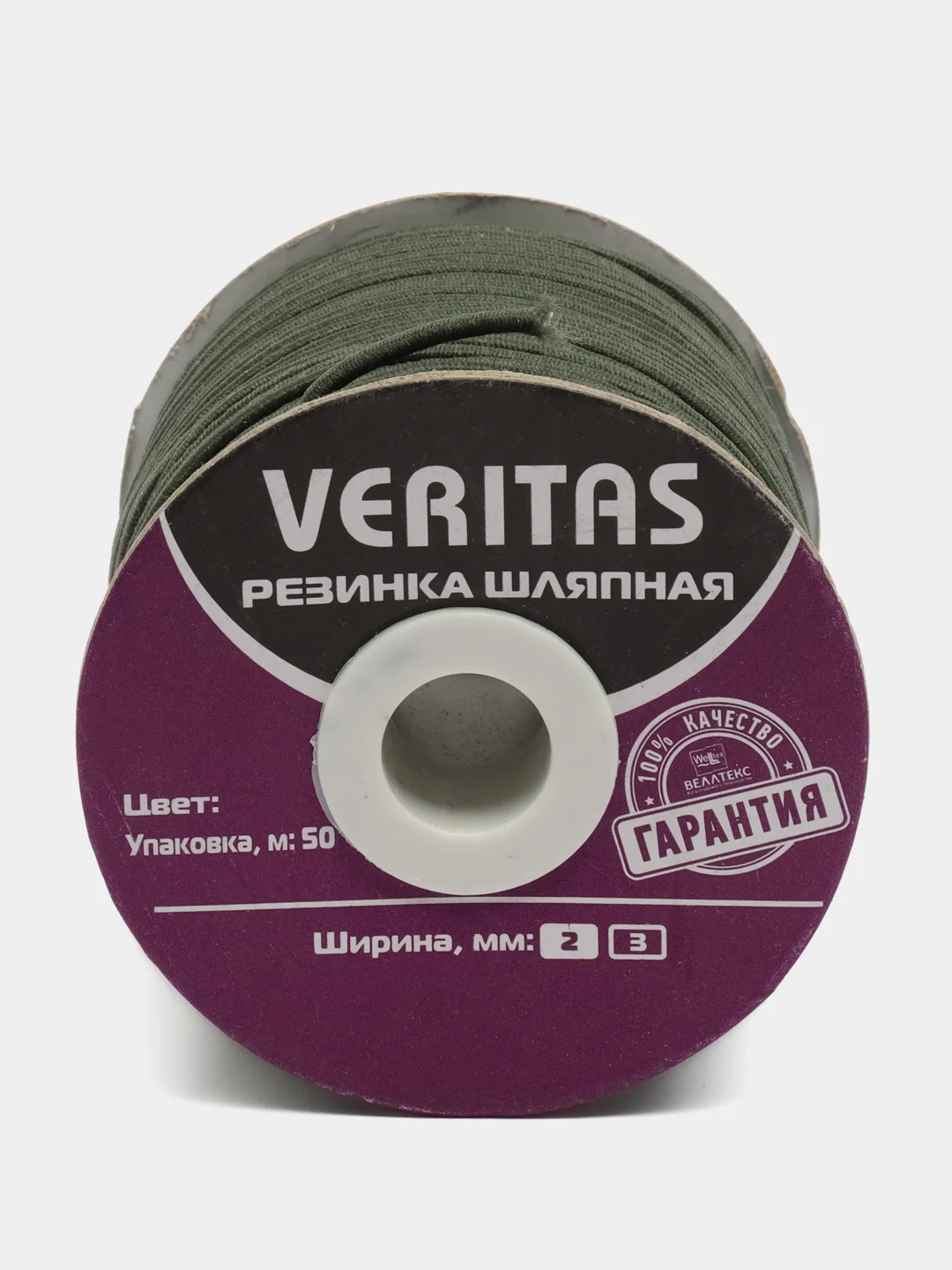 Зеленый резинка шляпная круглая -Катушка(уп) 2мм- 50метров