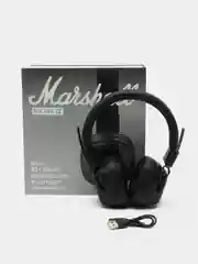 Беспроводные наушники с микрофоном Маршалл с Bluetooth, с подсветкой, черные