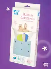 Голубой коврик противоскользящий резиновый на присосках в ванну