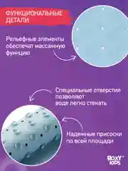 Голубой коврик противоскользящий резиновый на присосках в ванну