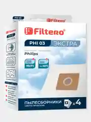 Mешки-пылесборники Filtero PHI 03 Экстра для пылесосов, синтетические, 4 штуки