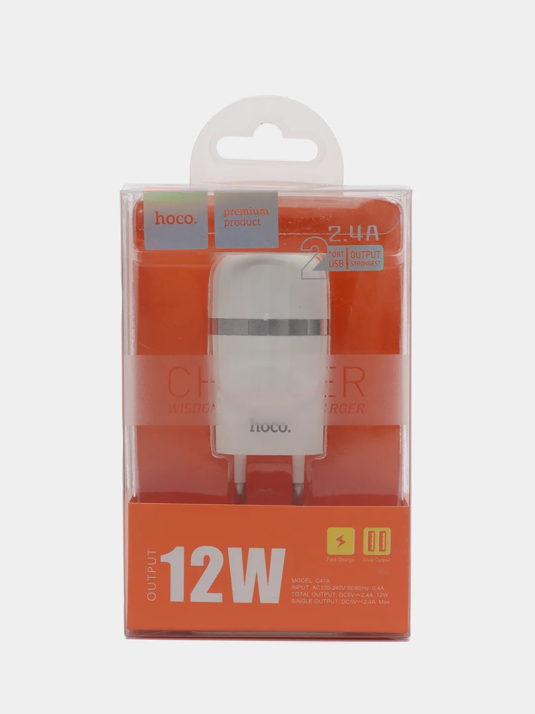 Зарядное устройство HOCO C41A 12W зарядный адаптер с двумя USB портами
