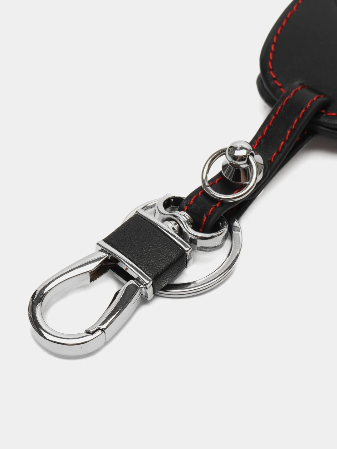 Кожаный чехол для смарт ключа красная нить Chery, Exeed, Omoda №803