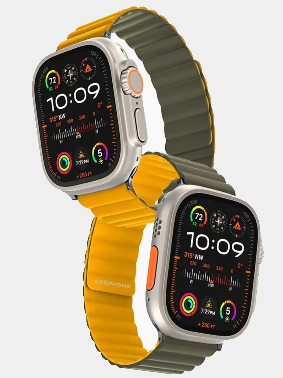 Желтый двухсторонний силиконовый ремешок Apple Watch Ultra /Ultra 2 /42-44-45 мм