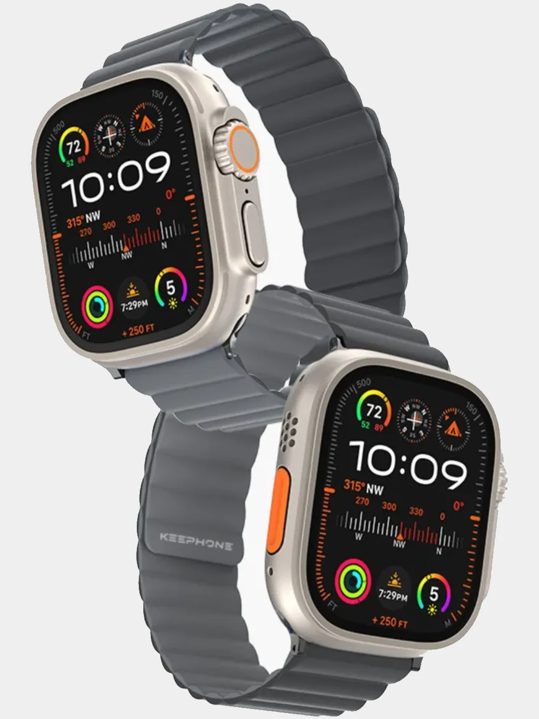 Серый двухсторонний силиконовый ремешок Apple Watch Ultra /Ultra 2 /42-44-45 мм