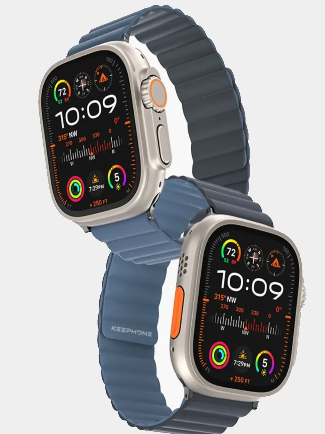 Синий меланж двухсторонний силиконовый ремешок Apple Watch Ultra /Ultra 2 /42-44-45 мм