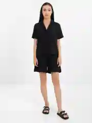 Черный женский костюм летний муслиновый, пижама женская из муслима