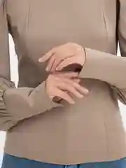 Бежевый меланж топ с длинными рукавами / Топ блузка вечерняя / Кроп топ с длинным рукавом