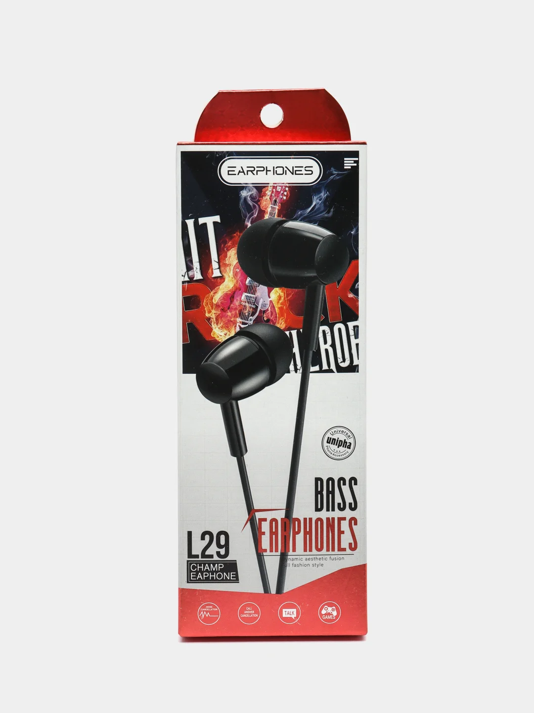 Внутриканальные наушники Bass Earphones L29 с микрофоном, черные
