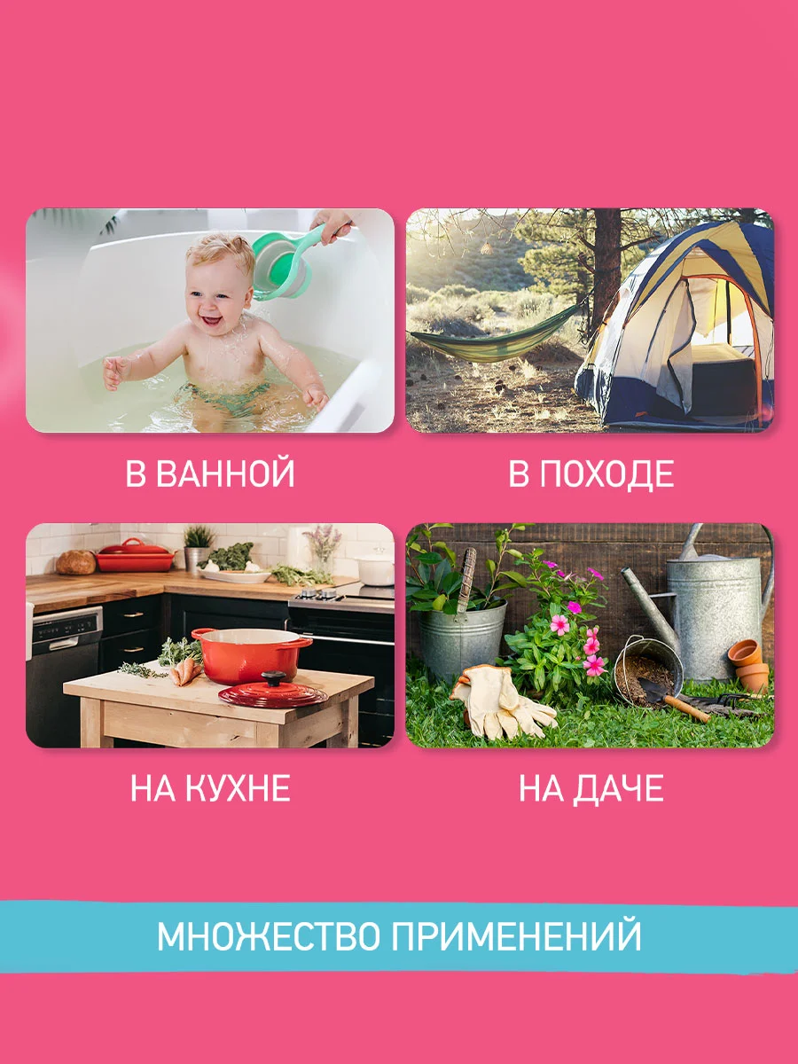 Бирюзовый ковш складной для купания
