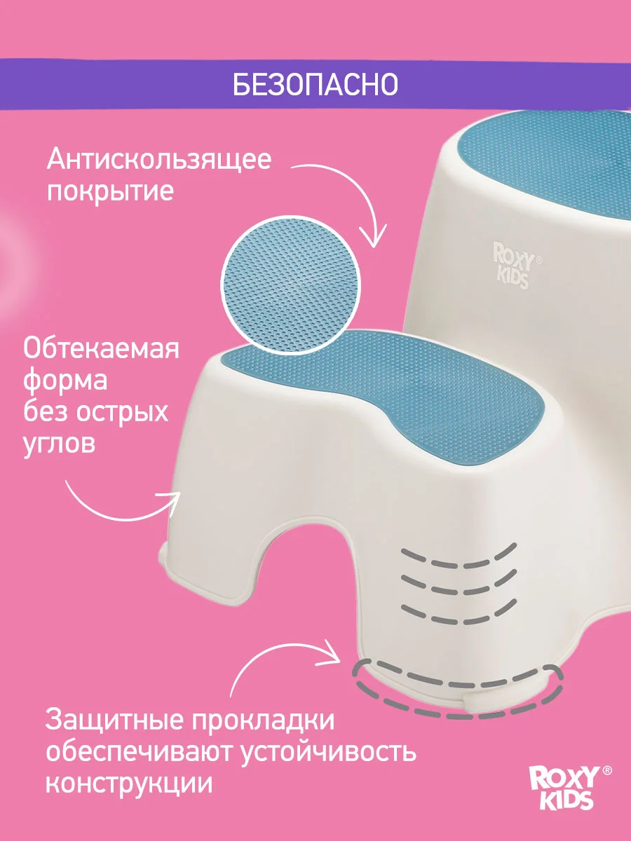 Синий ступенька подставка, Подставка табурет для ног детская с двойной ступенькой