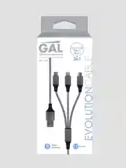 1227 Кабель GAL CU-1227 3 в 1 USB A - 8pin/Type C/microUSB 2.1A 1,2 m