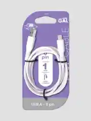 2777 Кабель GAL USB A - 8 pin  2А, L=1 м, PVC, цвет белый