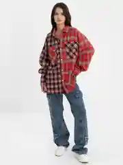 Oversized Рубашка в клетку,розовая