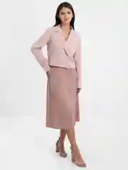 Пудровый стильный кроп пиджак