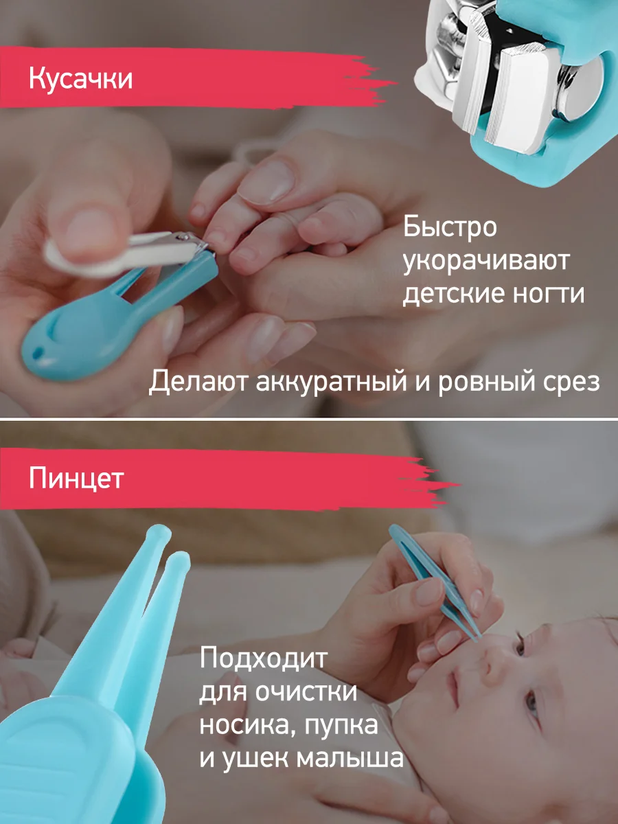 Голубой маникюрный набор для новорожденных уход, 0+