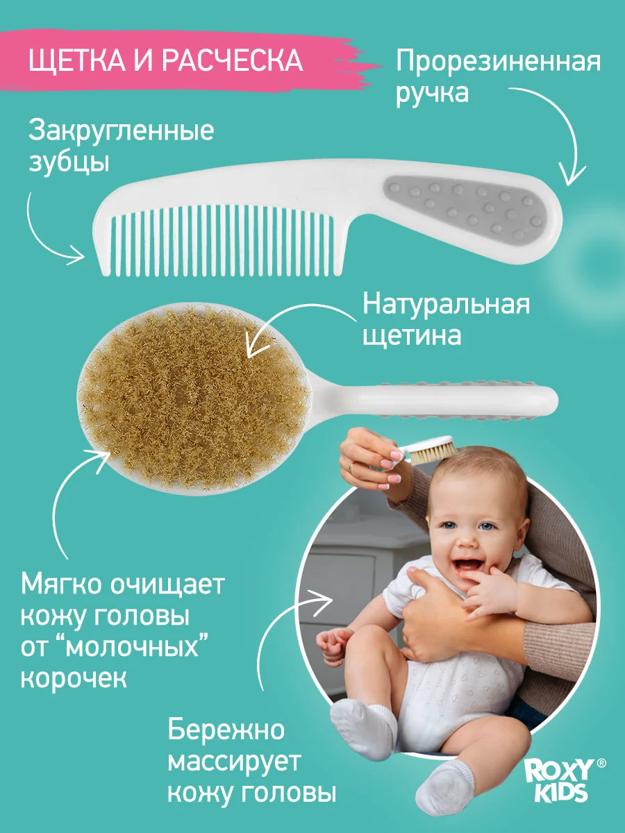 Серый набор для гигиены и ухода за новорожденным
