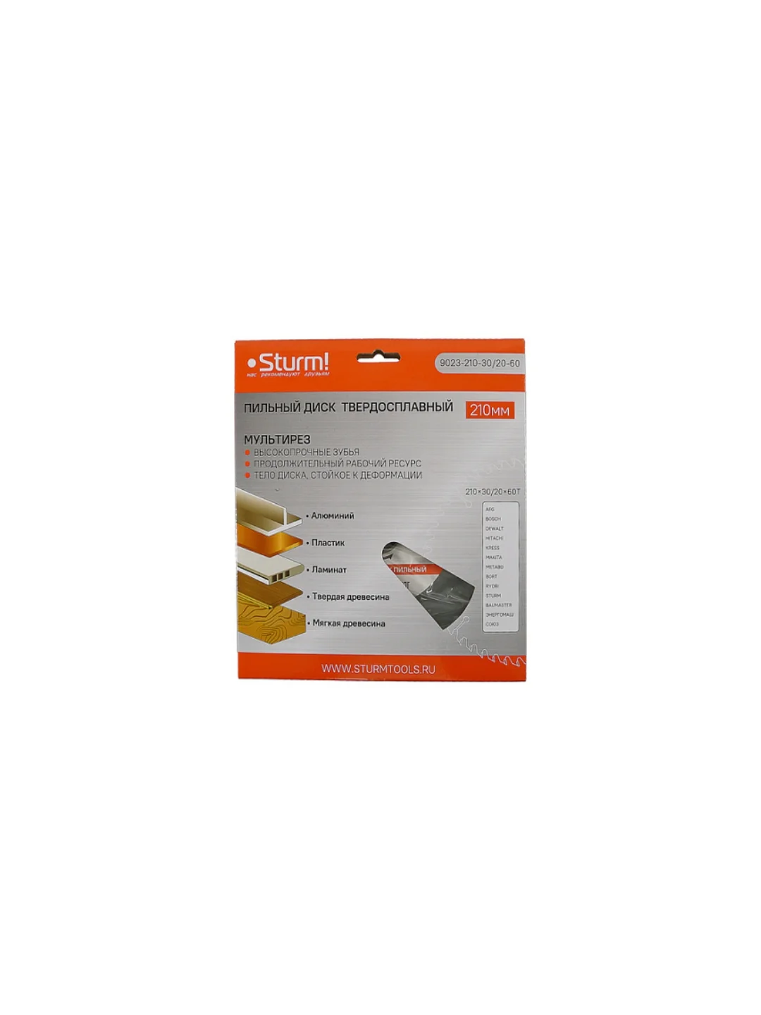 Пильный диск Sturm 9023-210-30/20-60 размер 210x30/20x60 зубьев Мульти рез