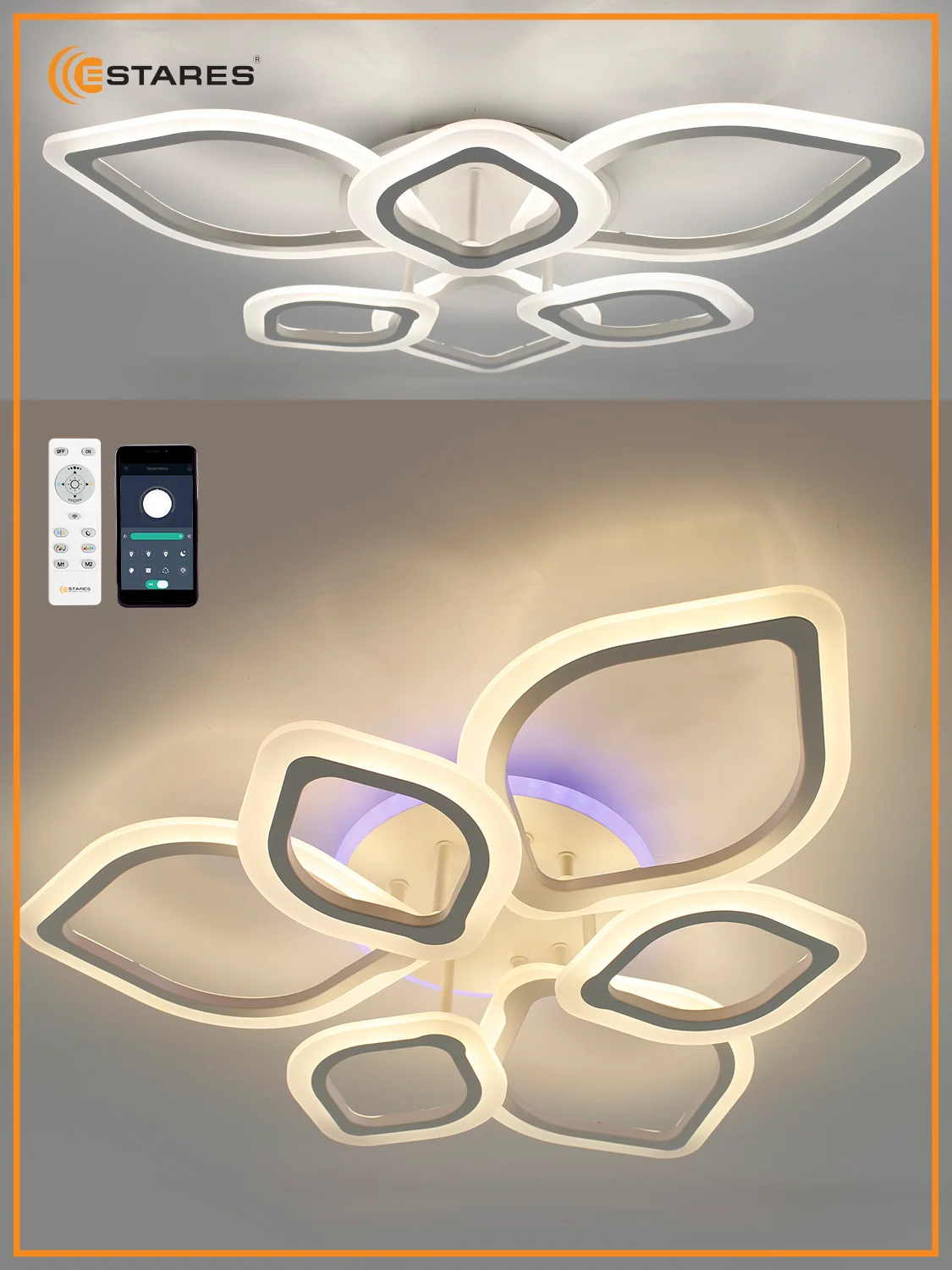 Управляемая потолочная светодиодная люстра с пультом Estares AZALIA 100W  RGB,до 25 кв.м
