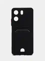 Черный чехол Xiaomi Redmi 13C/Poco C65 (Сяоми Редми), с карманом для карт