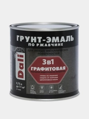 ДАЛИ Грунт-эмаль 3 в 1 по ржавчине графитовая, цвет Серебристый, 0,75 л