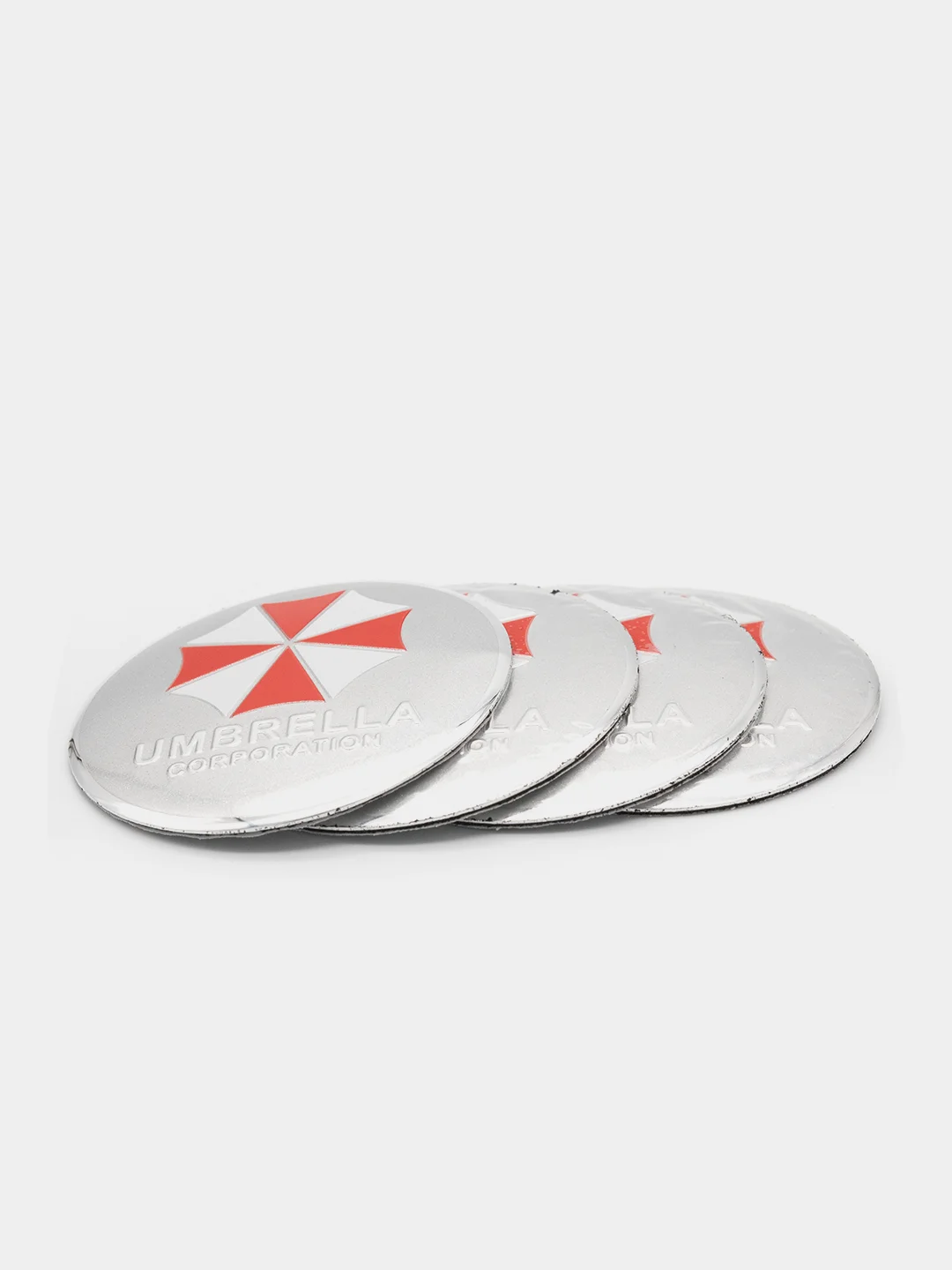 Серебряный наклейки на диски, колпаки Umbrella Corporation, изогнутые Амбрелла, 4 штуки