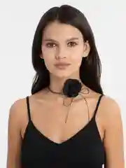 Черный чокер с розой, цветок на шею