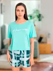 Мятный пижама женская с шортами, штанами