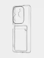Прозрачный чехол для Infinix Hot 40 / 40 Pro силиконовый BROSCORP с карманом для карт и защитой камер