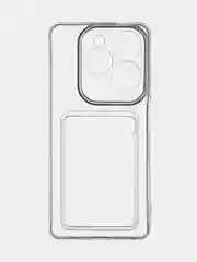 Прозрачный чехол для Infinix Hot 40 / 40 Pro силиконовый BROSCORP с карманом для карт и защитой камер