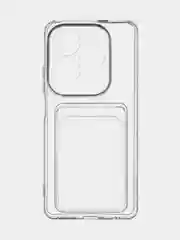 Прозрачный чехол для Infinix Hot 40 / 40 Pro силиконовый BROSCORP с карманом для карт и защитой камер