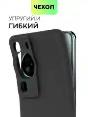 Черный чехол для Huawei P60, P60 Pro силиконовый BROSCORP матовый тонкий с бортиком защитой камер