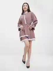 Розовый платье женское с рюшами и воланами