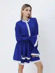 Синий платье женское с рюшами и воланами