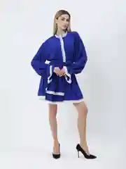 Синий платье женское с рюшами и воланами