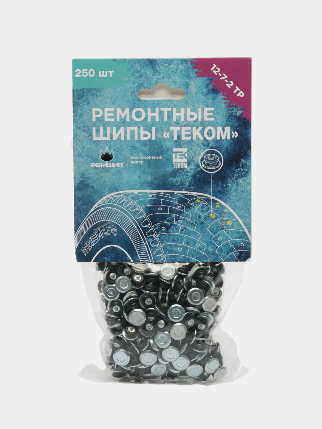 Шипы ремонтные 7 мм для зимних шин, Теком, 12-7-2ТР, фасовка 250 шт