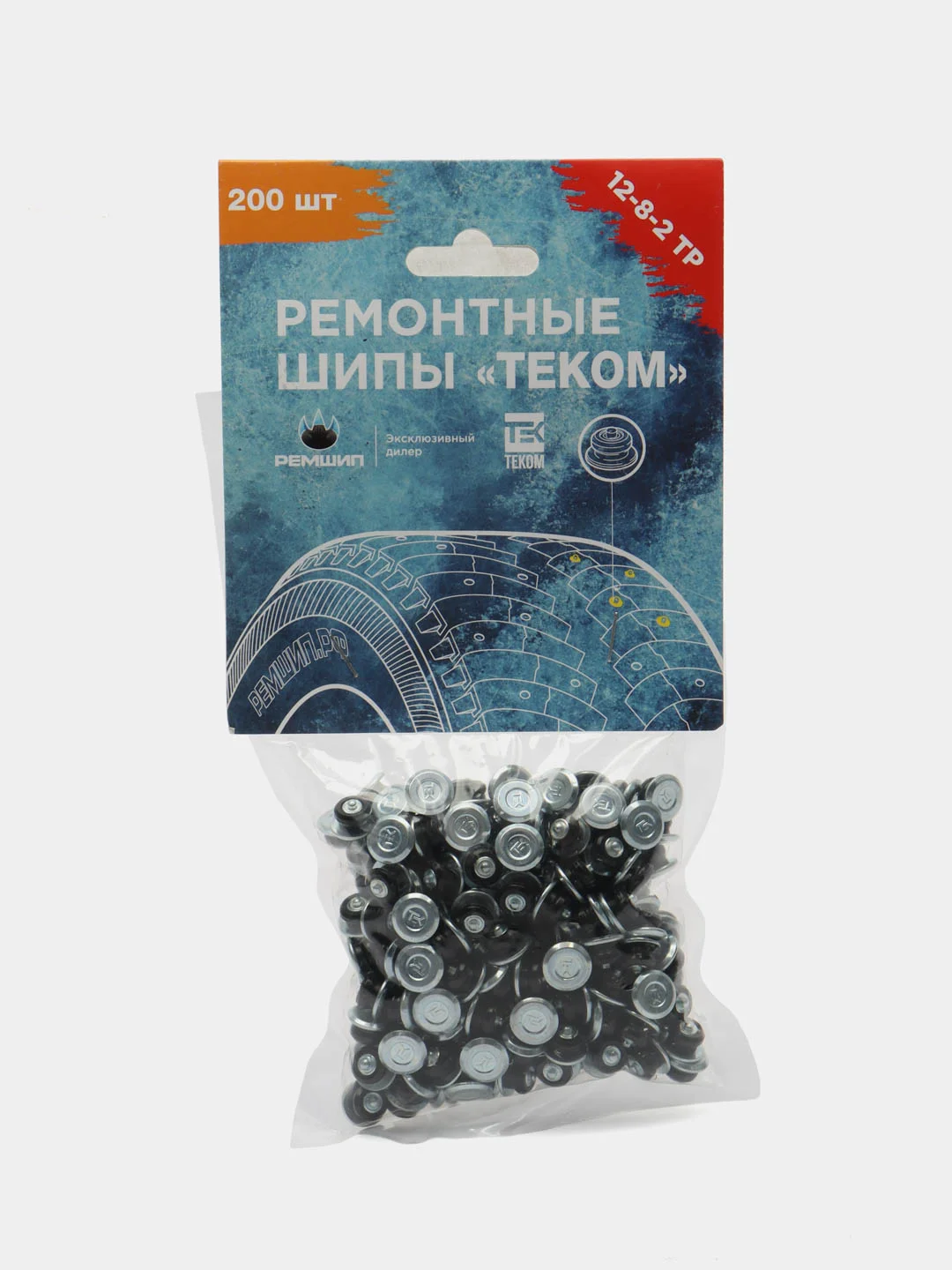Шипы ремонтные 8 мм для зимних шин, Теком, 12-8-2ТР, фасовка 200 шт
