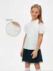 Белый блузка для девочки ACOOLA школьная, прямая, с корткими рукавами