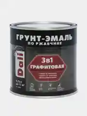 Зеленый дали Грунт-эмаль 3 в 1 по ржавчине графитовая, цвет Зеленый, 0,75 л