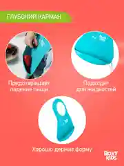 Голубой нагрудник для кормления силиконовый с карманом