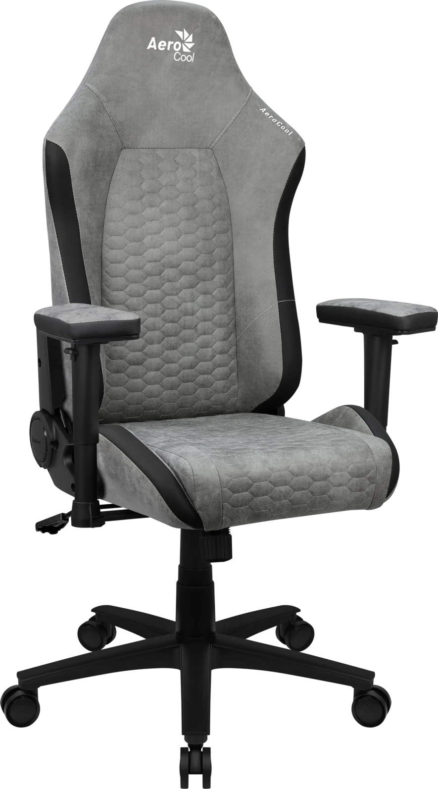 Кресло Aerocool CROWN AeroSuede Stone Grey (150кг, ткань AeroSuede, 2 подуш, 2D подлокот)